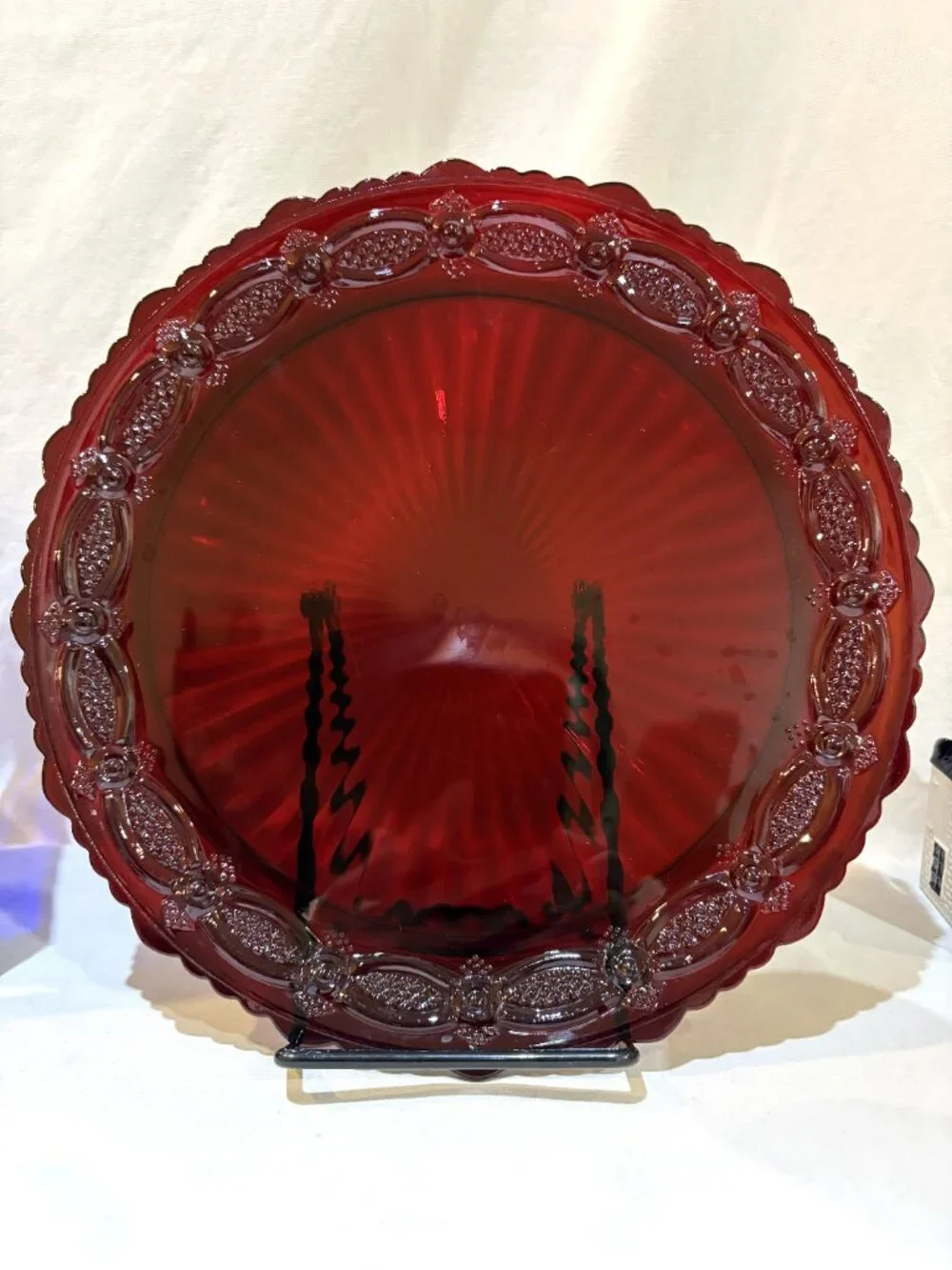 Vintage AVON Cape Cod Ruby Red Glass 10.75” Dinner Plate